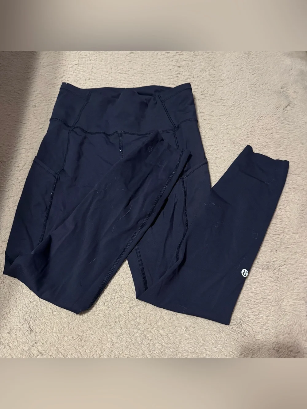 lululemon Fast & Free 7/8 Tight II Leggings Pockets Midnight Navy Blue 6 Crop-